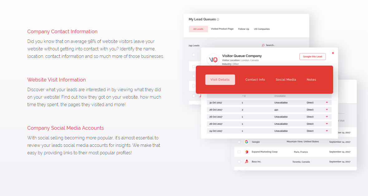Website visitor identification - Visitor Queue