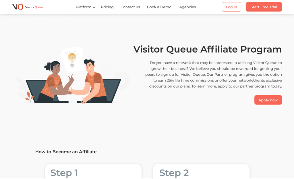 How to Use an Affiliate Program to Increase Leads and Drive Revenue: Visitor Queue Affiliate Page